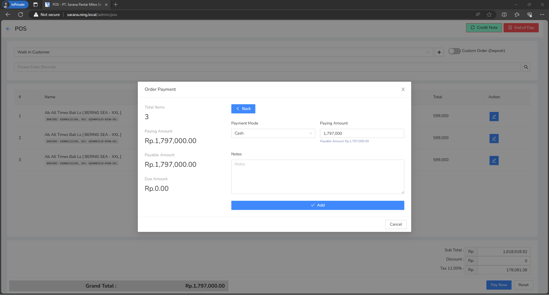 Add Payment Screen