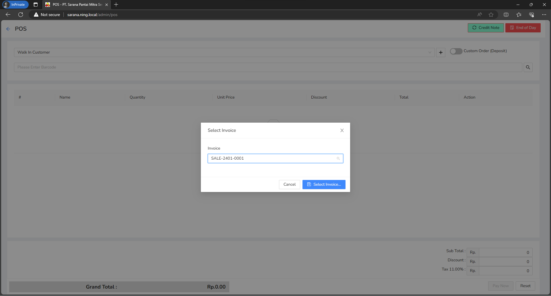 Select Sales Invoice