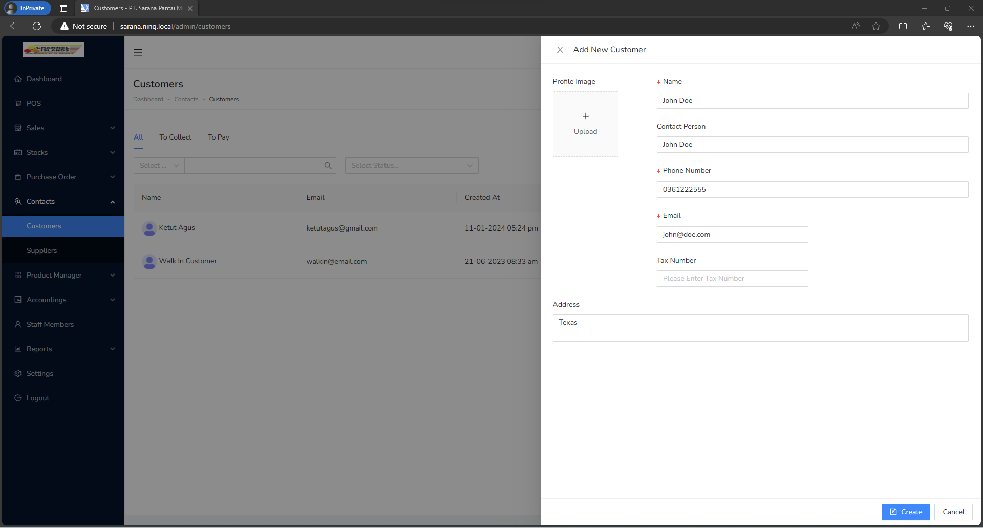 Add / Edit Customer